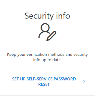 Microsoft profile section for Security info where a user can add, remove and update authentication methods