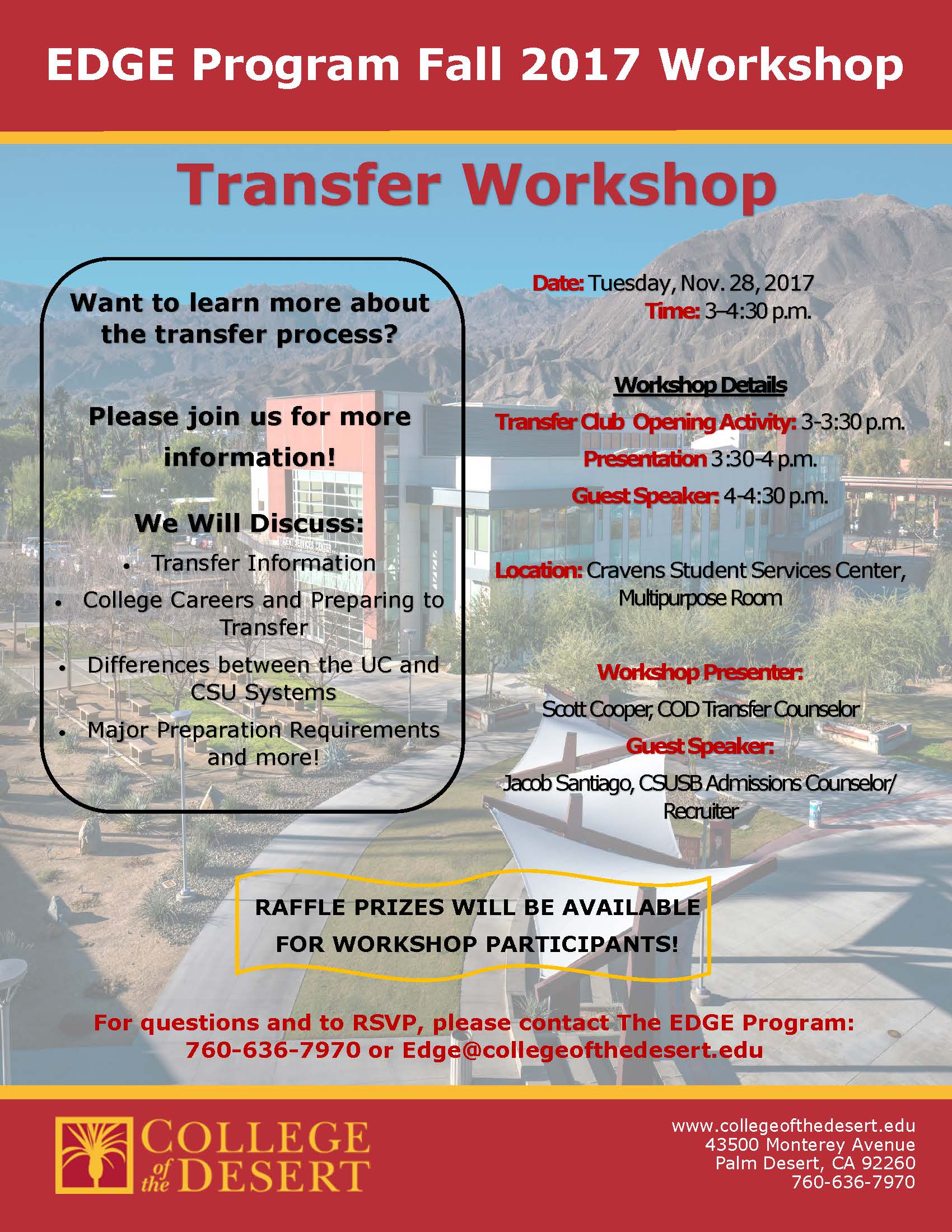 EDGE Fall Transfer Workshop Flyer