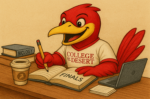 Rodney the Roadrunner studying for finals
