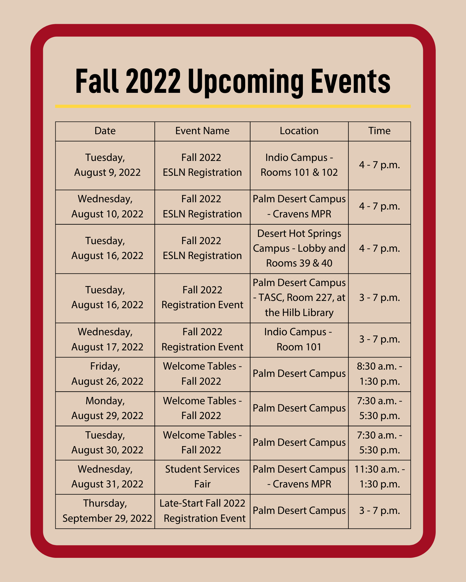 Upcoming Events for Fall 2022