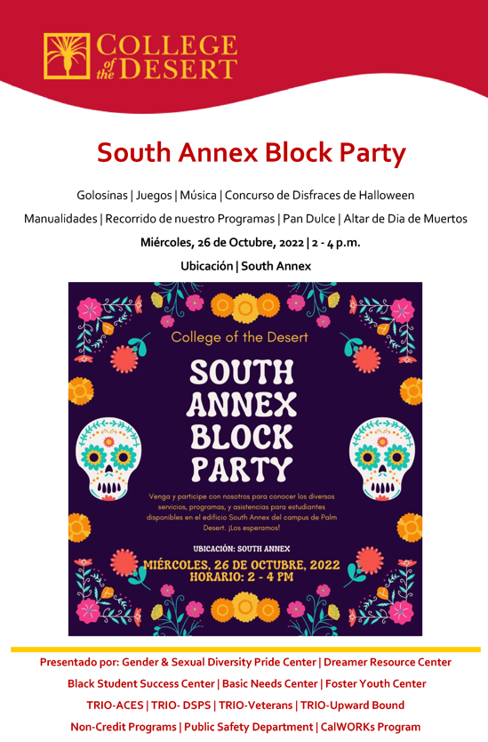 Fall 2022 South Annex Block Party 10-12-22 - Spanish
