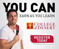 You can earn as you learn registration banner with smiling male student