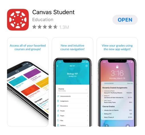 Logo for Canvas Student application. Open link on right hand side.