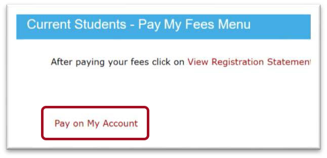 Red box highlighted around Pay on My Account Link.