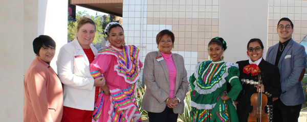 Board of Trustees with student Folklorico student performers