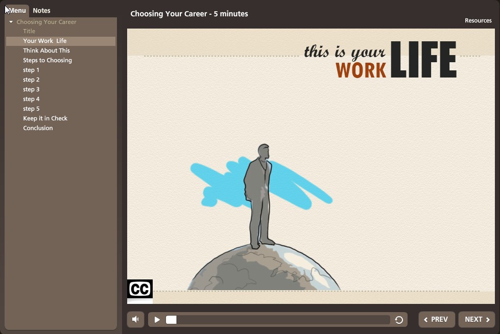 View of the Choosing Your Career Module