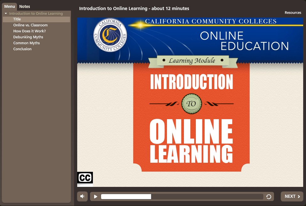 Visual of the Introduction to online learning module
